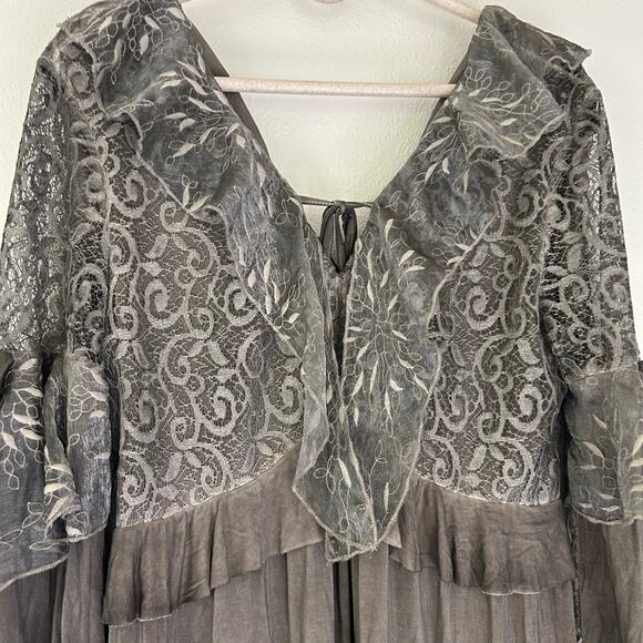 POL short Dress with Ethereal Sleeves Cottagecore whimsy fairy whimsigoth M - Picture 4 of 12